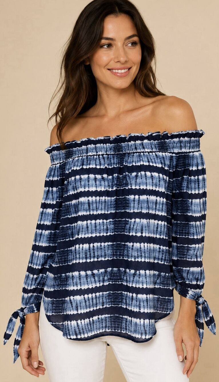 Michael Kors Boho-inspired/Peasant Off the Shoulder Women’s Tie-dye - Size M